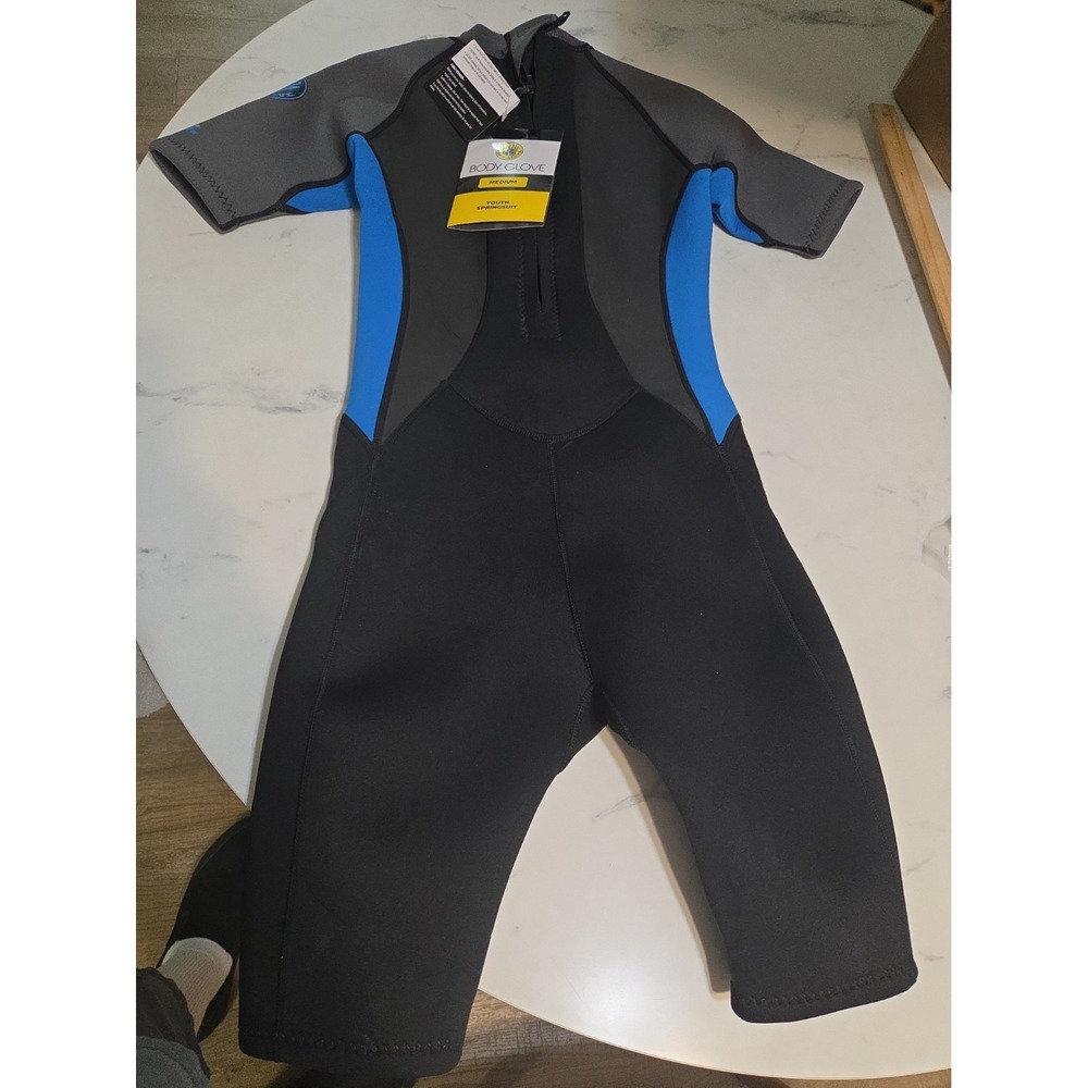 Body Glove PRO 3 YOUTH Springsuit SZ: Youth MEDIUM Black/Blue Zip Wetsuit